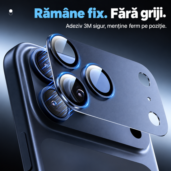 Folie Camera pentru IPhone 18 Pro max, protectie metalica, Albastru Inchis