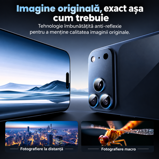 Folie Camera pentru IPhone 18 Pro max, protectie metalica, Albastru Inchis