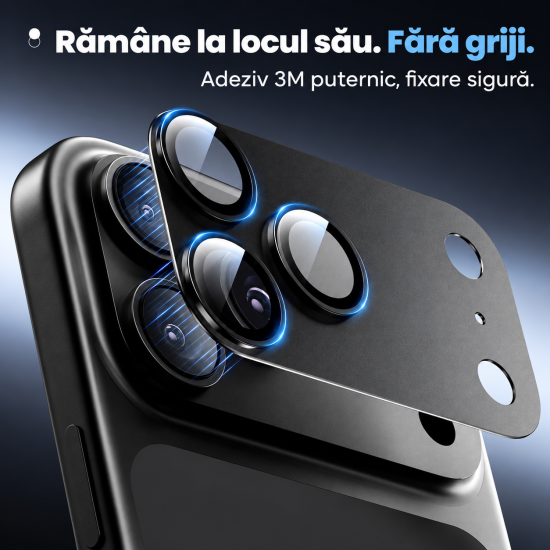 Folie Camera pentru IPhone 17 Pro Max, protectie metalica, Negru