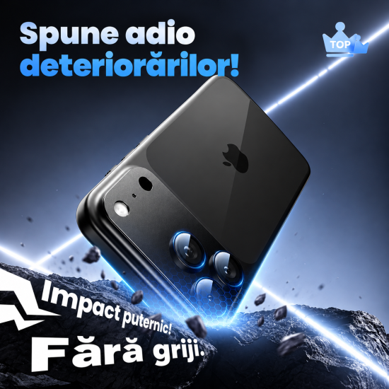 Folie Camera pentru IPhone 17 Pro Max, protectie metalica, Negru