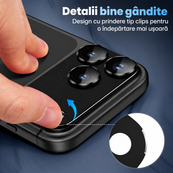 Folie Camera pentru IPhone 17 Pro Max, protectie metalica, Negru