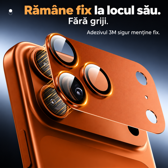 Folie Camera pentru IPhone 17 Pro Max, protectie metalica, Portocaliu