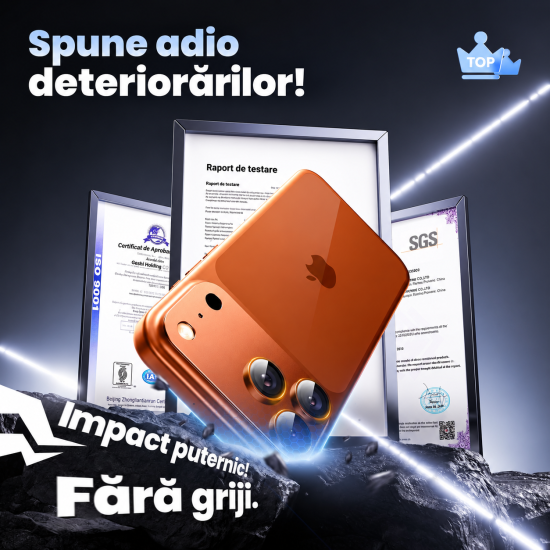 Folie Camera pentru IPhone 17 Pro Max, protectie metalica, Portocaliu
