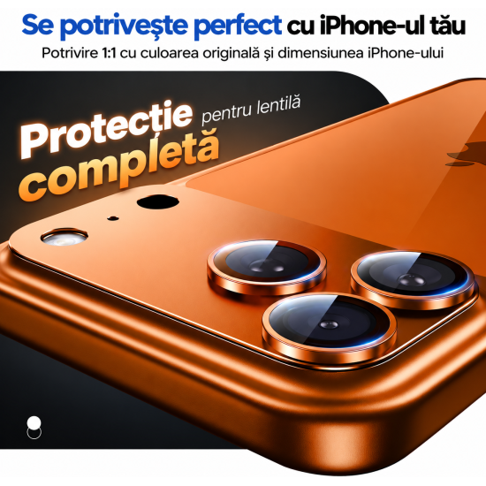 Folie Camera pentru IPhone 17 Pro Max, protectie metalica, Portocaliu