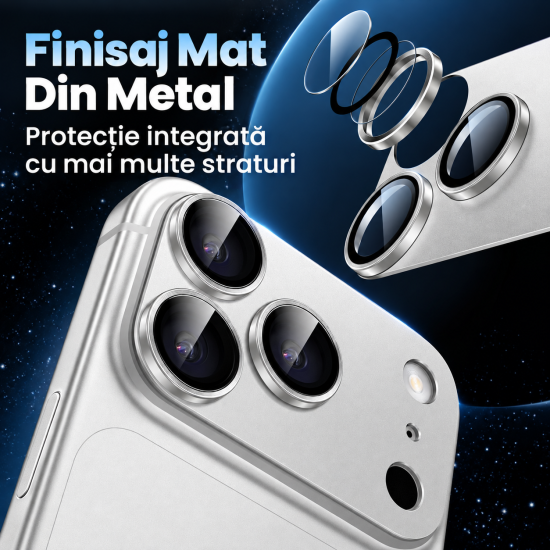 Folie Camera pentru IPhone 17 Pro Max, protectie metalica, Silver