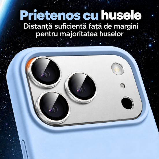 Folie Camera pentru IPhone 17 Pro Max, protectie metalica, Silver