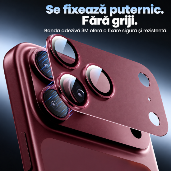 Folie Camera pentru IPhone 17 Pro, protectie metalica, Cherry