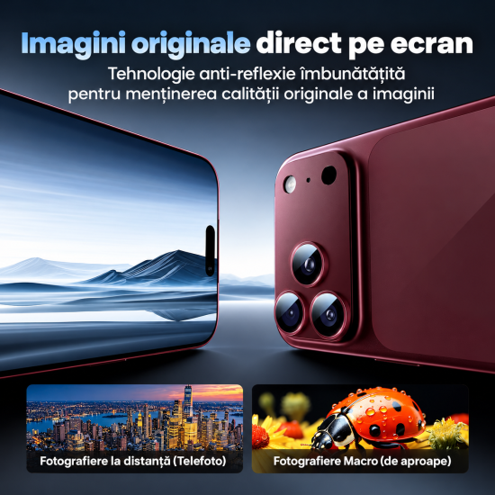 Folie Camera pentru IPhone 17 Pro, protectie metalica, Cherry