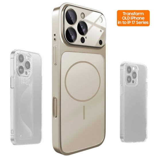 Husa Skin pentru Transformare iPhone 14 Pro Max in iPhone 17 Pro Max – Design Premium, Compatibil MagSafe, Culoare Gri