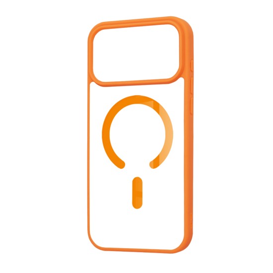 Husa Cristal Big Hole MagSafe pentru IPhone 17 Pro, protectie completa , contur Portocaliu