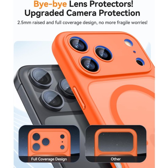 Husa Matte MagSafe pentru IPhone 17 Pro, protectie completa, contur Portocaliu