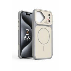 Husa antisoc compatibila cu MagSafe pentru IPhone 17 Pro Max, Matrix,Crem