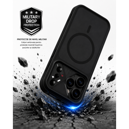 Husa antisoc compatibila cu MagSafe pentru IPhone 17 Pro Max, Matrix, Negru