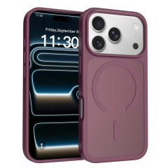 Husa pentru iPhone 18 Pro, Compatibila cu MagSafe, Anti-Soc, Decupaj Mare pentru Camere, Finisaj Matte, Dark Cherry