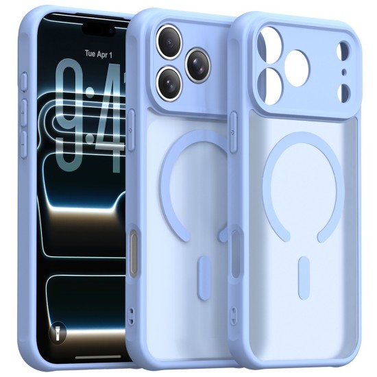 Husa Matte compatibil cu MagSafe pentru IPhone 18 Pro, protectie completa, contur Albastru Deschis