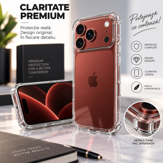 Husa Anti soc, transparenta compatibila cu IPhone 18 Pro