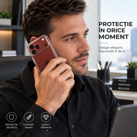 Husa Anti soc, transparenta compatibila cu IPhone 18 Pro