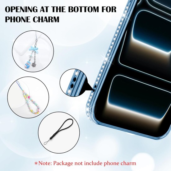Husa compatibila cu IPhone 17 Pro, Compatibila cu MagSafe, Contur Albastru cu Pietre Husa compatibila cu IPhone 17 Pro, Compatibila cu MagSafe, Contur Albastru cu Pietre