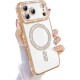 Husa compatibila cu IPhone 17 Pro, Compatibila cu MagSafe, Contur Auriu cu Pietre Husa compatibila cu IPhone 17 Pro, Compatibila cu MagSafe, Contur Auriu cu Pietre