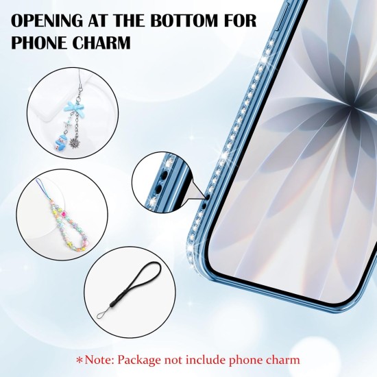 Husa compatibila cu IPhone 17, Compatibila cu MagSafe, Contur Albastru cu Pietre Husa compatibila cu IPhone 17, Compatibila cu MagSafe, Contur Albastru cu Pietre