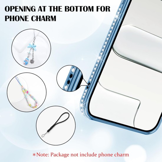Husa compatibila cu IPhone 17 Air, Compatibila cu MagSafe, Contur Albastru cu Pietre Husa compatibila cu IPhone 17 Air, Compatibila cu MagSafe, Contur Albastru cu Pietre