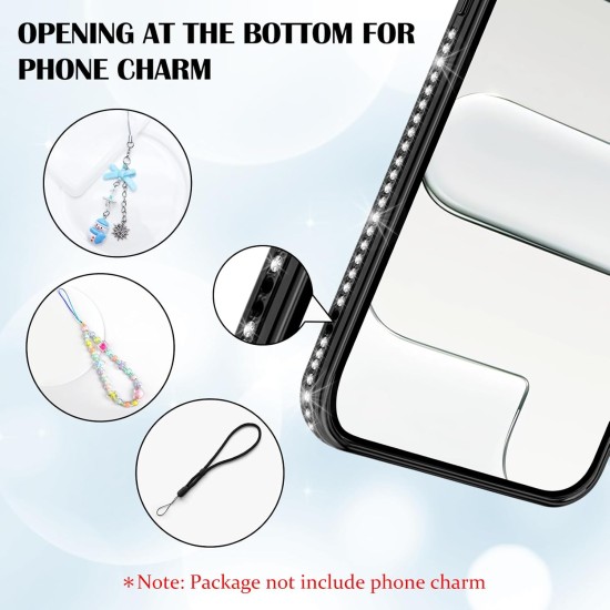 Husa compatibila cu IPhone 17 Air, Compatibila cu MagSafe, Contur Negru cu Pietre Husa compatibila cu IPhone 17 Air, Compatibila cu MagSafe, Contur Negru cu Pietre