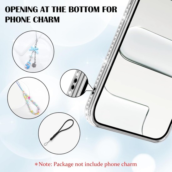 Husa compatibila cu IPhone 17 Air, Compatibila cu MagSafe, Contur Silver cu Pietre Husa compatibila cu IPhone 17 Air, Compatibila cu MagSafe, Contur Silver cu Pietre