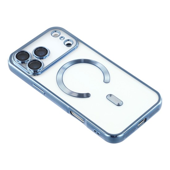 Husa compatibila cu IPhone 17 Pro Max, ALC MOBILE, pentru telefon mobil cu protectie pentru camera, Tehnologie MagSafe, rezistenta la socuri, contur Albastru