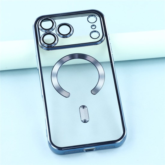 Husa compatibila cu IPhone 17 Pro Max, ALC MOBILE, pentru telefon mobil cu protectie pentru camera, Tehnologie MagSafe, rezistenta la socuri, contur Albastru