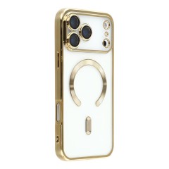 Husa compatibila cu IPhone 17 Pro Max, ALC MOBILE, pentru telefon mobil cu protectie pentru camera, Tehnologie MagSafe, rezistenta la socuri, contur Gold