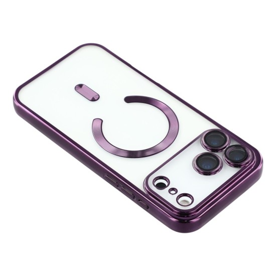 Husa compatibila cu IPhone 17 Pro, ALC MOBILE, pentru telefon mobil cu protectie pentru camera, Tehnologie MagSafe, rezistenta la socuri, contur Mov