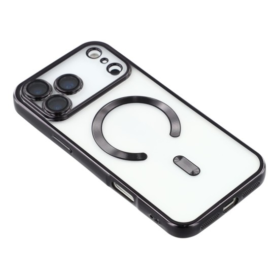 Husa compatibila cu IPhone 17 Pro, ALC MOBILE, pentru telefon mobil cu protectie pentru camera, Tehnologie MagSafe, rezistenta la socuri, contur Negru
