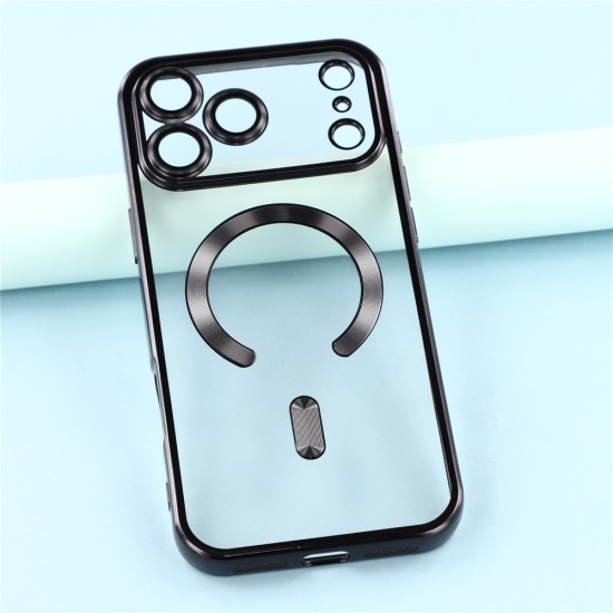 Husa compatibila cu IPhone 17 Pro, ALC MOBILE, pentru telefon mobil cu protectie pentru camera, Tehnologie MagSafe, rezistenta la socuri, contur Negru