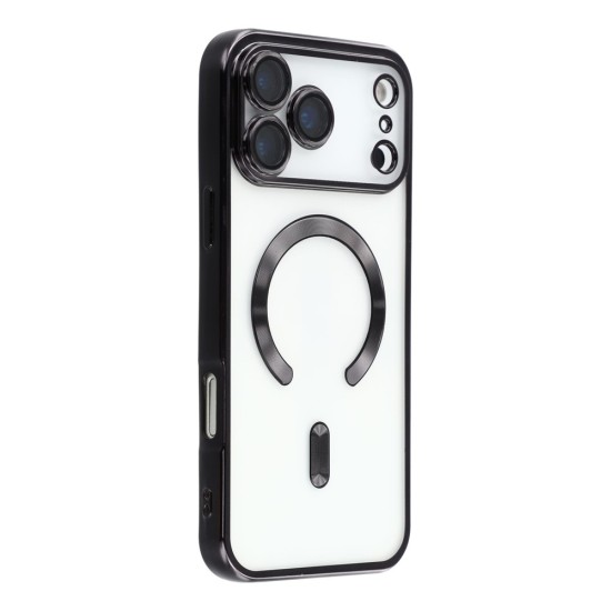 Husa compatibila cu IPhone 17 Pro, ALC MOBILE, pentru telefon mobil cu protectie pentru camera, Tehnologie MagSafe, rezistenta la socuri, contur Negru