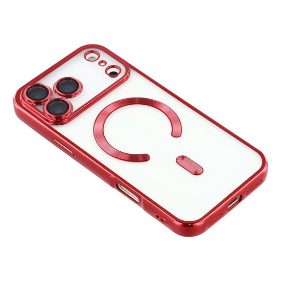 Husa compatibila cu IPhone 17 Pro Max, ALC MOBILE, pentru telefon mobil cu protectie pentru camera, Tehnologie MagSafe, rezistenta la socuri, contur Rosu