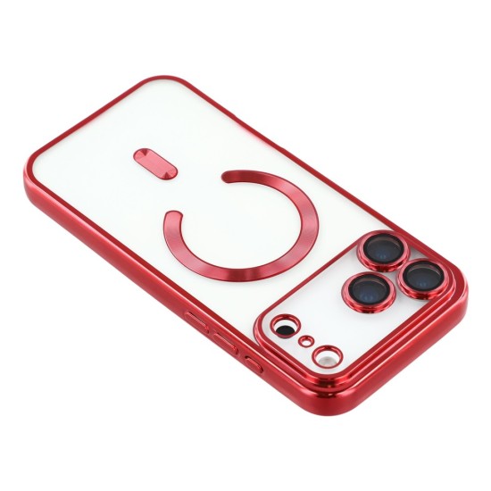 Husa compatibila cu IPhone 17 Pro Max, ALC MOBILE, pentru telefon mobil cu protectie pentru camera, Tehnologie MagSafe, rezistenta la socuri, contur Rosu