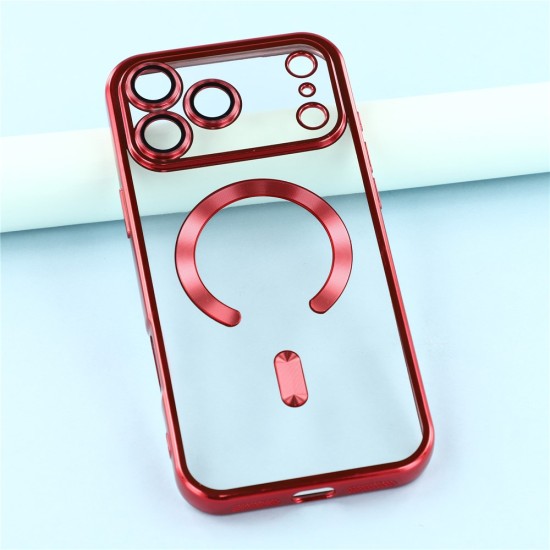 Husa compatibila cu IPhone 17 Pro Max, ALC MOBILE, pentru telefon mobil cu protectie pentru camera, Tehnologie MagSafe, rezistenta la socuri, contur Rosu