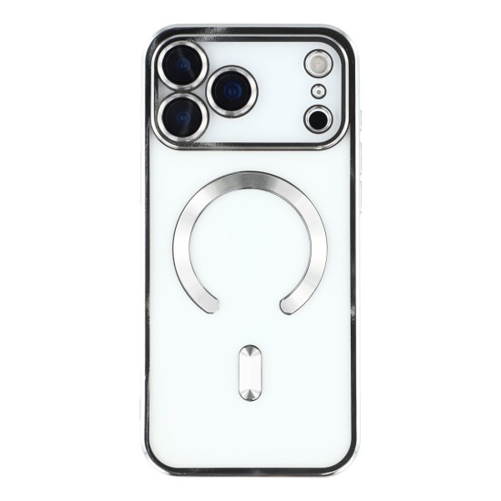 Husa compatibila cu IPhone 17 Pro Max, ALC MOBILE, pentru telefon mobil cu protectie pentru camera, Tehnologie MagSafe, rezistenta la socuri, contur Silver