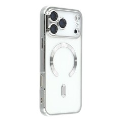 Husa compatibila cu IPhone 17 Pro Max, ALC MOBILE, pentru telefon mobil cu protectie pentru camera, Tehnologie MagSafe, rezistenta la socuri, contur Silver