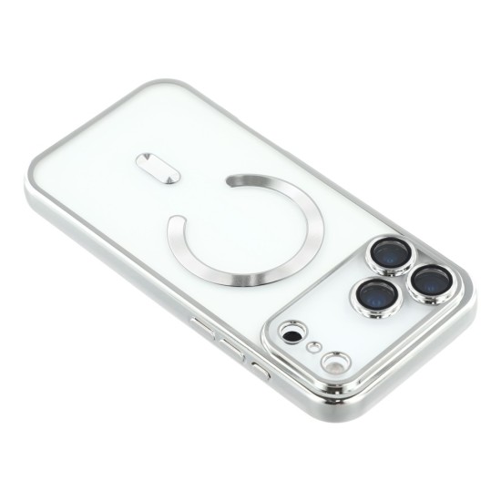 Husa compatibila cu IPhone 17 Pro Max, ALC MOBILE, pentru telefon mobil cu protectie pentru camera, Tehnologie MagSafe, rezistenta la socuri, contur Silver