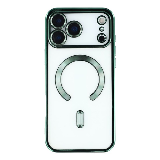Husa compatibila cu IPhone 17 Pro Max, ALC MOBILE, pentru telefon mobil cu protectie pentru camera, Tehnologie MagSafe, rezistenta la socuri, contur Verde