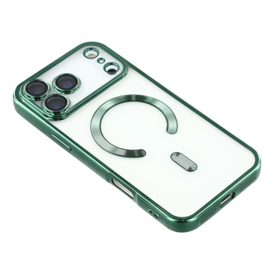 Husa compatibila cu IPhone 17 Pro Max, ALC MOBILE, pentru telefon mobil cu protectie pentru camera, Tehnologie MagSafe, rezistenta la socuri, contur Verde