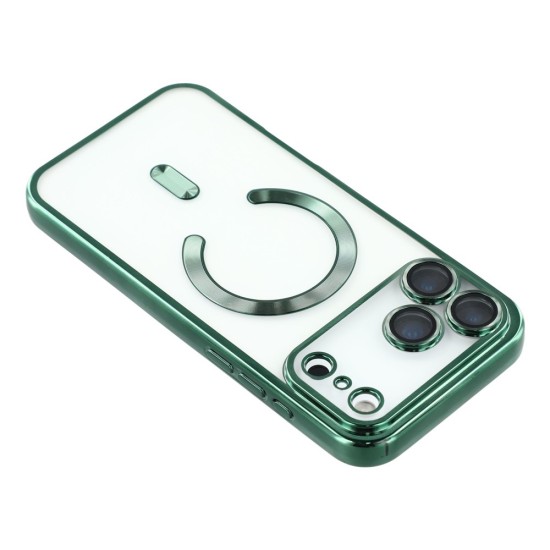 Husa compatibila cu IPhone 17 Pro Max, ALC MOBILE, pentru telefon mobil cu protectie pentru camera, Tehnologie MagSafe, rezistenta la socuri, contur Verde