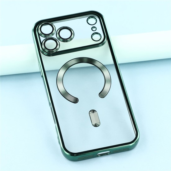 Husa compatibila cu IPhone 17 Pro Max, ALC MOBILE, pentru telefon mobil cu protectie pentru camera, Tehnologie MagSafe, rezistenta la socuri, contur Verde