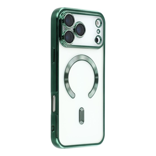 Husa compatibila cu IPhone 17 Pro Max, ALC MOBILE, pentru telefon mobil cu protectie pentru camera, Tehnologie MagSafe, rezistenta la socuri, contur Verde