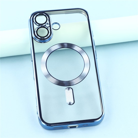 Husa compatibila cu IPhone 17, ALC MOBILE, pentru telefon mobil cu protectie pentru camera, Tehnologie MagSafe, rezistenta la socuri, contur Albastru