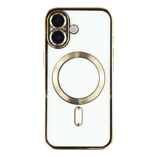 Husa compatibila cu IPhone 17, ALC MOBILE, pentru telefon mobil cu protectie pentru camera, Tehnologie MagSafe, rezistenta la socuri, contur Gold