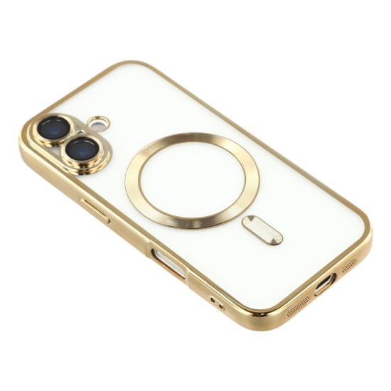 Husa compatibila cu IPhone 17, ALC MOBILE, pentru telefon mobil cu protectie pentru camera, Tehnologie MagSafe, rezistenta la socuri, contur Gold