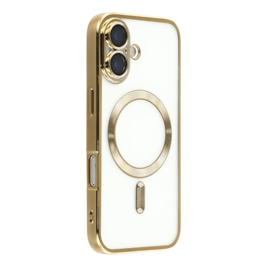 Husa compatibila cu IPhone 17, ALC MOBILE, pentru telefon mobil cu protectie pentru camera, Tehnologie MagSafe, rezistenta la socuri, contur Gold