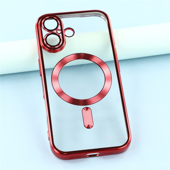 Husa compatibila cu IPhone 17, ALC MOBILE, pentru telefon mobil cu protectie pentru camera, Tehnologie MagSafe, rezistenta la socuri, contur Rosu